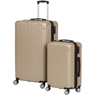 Relaxdays Relaxdays suitcase set, 2-piece, 2 sizes, 4 wheels, hard shell, telescopic handle, combination lock, silver