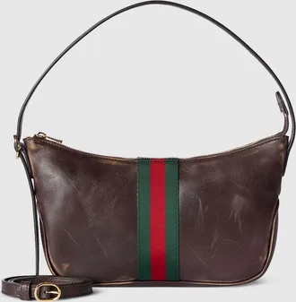 Gucci Lunetta Small Crossbody Bag, Brown, Leather