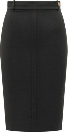 Elisabetta Franchi Lightweight Crepe Skirt With Raw-Cut Details - female - Elisabetta Franchi - Pencil Skirts - Black - 2XL - Skirts