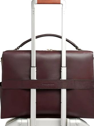 Piquadro zip leather laptop bag - Brown