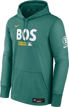 Nike Mens Boston Red Sox Authentic Collection City Connect Nike Therma MLB Pullover Hoodie in Green | NAC30CLXBQ-HR3