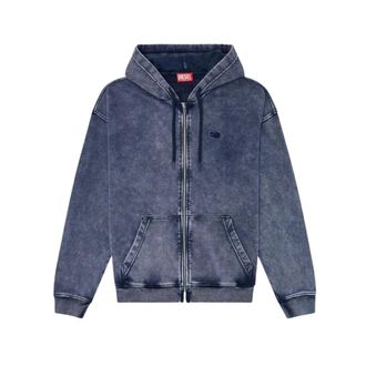 Diesel Hoodies & sweatvesten, Heren, Blauw, L, Katoen, Zip-through Hoodie