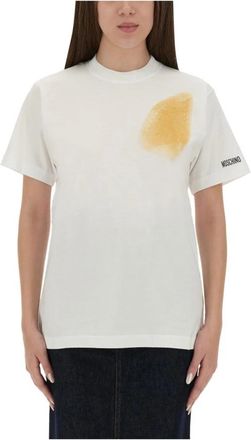 Moschino Too Much Irony Grafisch T-shirt - Dames - T-shirts - Wit - XS - Katoen - Tops