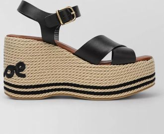 Chlo&eacute; leather wedge sandals