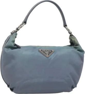 Prada Pre-owned Shoulder Bags, female, Blue, Size: ONE SIZE Pre-owned Nylon prada-bags
