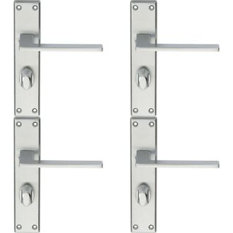 Loops 4x Flat Straight Lever on Bathroom Backplate Handle 180 x 40mm Satin Chrome