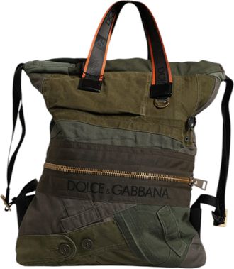 Dolce & Gabbana Military Green Patchwork Rucksack Backpack Mens Bag