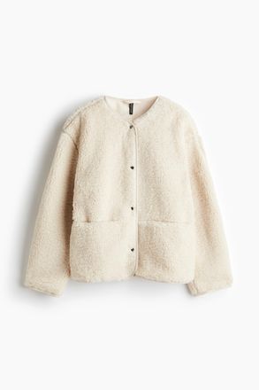 H&M Jacke aus Teddyfleece - Hellbeige