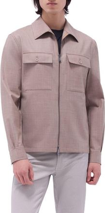 Bugatchi Stretch Wool Zip Shirt Jacket in Sand at Nordstrom Rack, Size Xx-Large