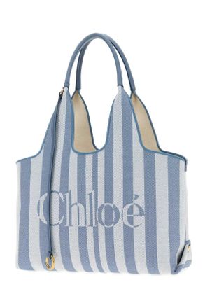 Chlo&eacute; Striped Canvas Tote Bag - Blue