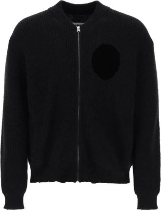 Maison Margiela Destroyed Cardigan met Ritssluiting - Heren - Vesten - Zwart - S - Katoen - Truien & Vesten