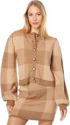 Lost + Wander Nature School Cardigan Womens Clothing Camel Gingham : XS/SM, Acrylic/Polyamide/Spandex