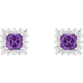 House of Frosted Elizabeth 14K White Gold Plate Sterling Silver Topaz Stud Earrings in White Gold/Purple at Nordstrom Rack