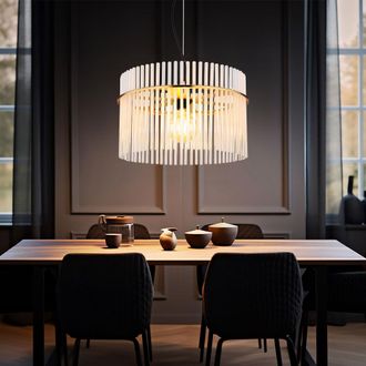 Globo Lighting Lampada A Sospensione Lampada A Sospensione Lampada Da Sala Da Pranzo Vetro Oro Plafoniera, Metallo Nero Aste Di Vetro, 1 Fiamma E27, P 40 Cm