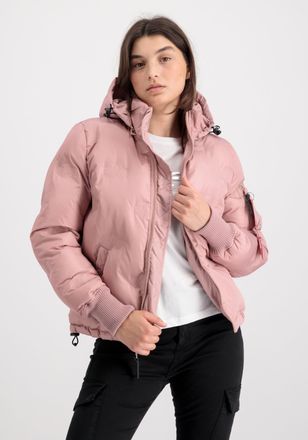 Alpha Industries Winterjacke ALPHA INDUSTRIES Hooded Logo Puffer Women, Damen, Gr. XL, rosa (silber pink), Obermaterial: 100% Polyester; Futter: 100% Polyester; F&uuml;llun
