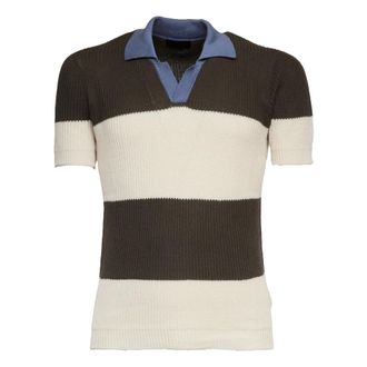 Dondup V-neck Knitwear, male, Multicolor, Size: 2XL Striped Patent-Knit Polo