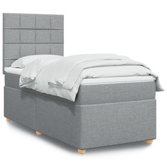 vidaXL Vidaxl - Giroletto A Molle Con Materasso Grigio Chiaro 90x200 Cm Tessuto