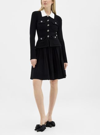 Self Portrait Womens Shimmering buttons black knit minidress