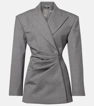 Balmain Draped virgin wool blazer dress