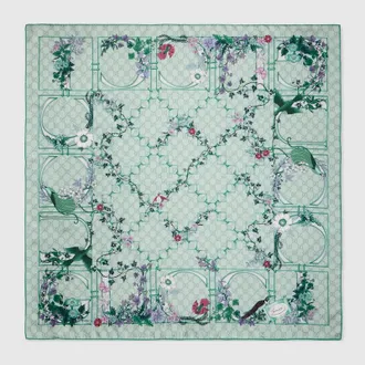 Gucci Printed Silk Twill Carr&eacute;, Green