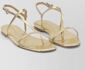 Aeyde laminated nappa leather flat slides