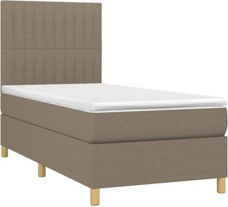 vidaXL Cama Box Spring Con Colch&oacute;n Tela Gris Taupe 80x200 Cm Vidaxl