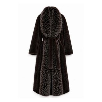 Cesare Gaspari Cuello de Piel Sint&eacute;tica de Alta Costura - Coats - Mujer - Marr&oacute;n - S