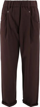 Brunello Cucinelli Straight Trousers, female, Red, XS, Red Trousers Elastic Waist Pockets