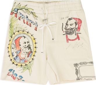 Amiri Almond Zig Zag Sketch Sweatshorts