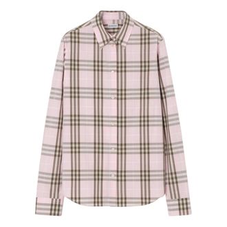 Burberry Shirts, female, Pink, Size: 3XS Regular Fit Check Cotton Shirt