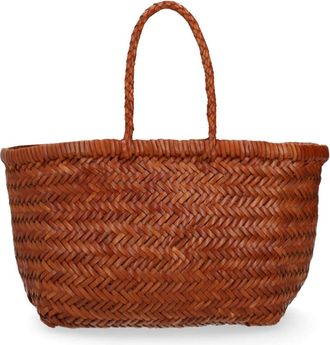 Dragon Diffusion Warm Brown Triple Jump Small Leather Tote Bag