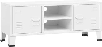 vidaXL Vidaxl - Mueble De Tv Industrial Metal Blanco 105x35x42 Cm