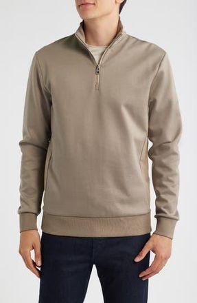 BOSS Sidney Quarter Zip Pullover in Medium Green at Nordstrom Rack, Size Small