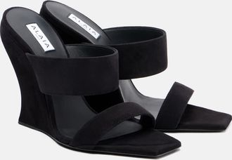 Alaia Ala&iuml;a Wave 110 suede wedge mules