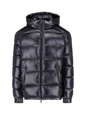 Herno Padded Black Jacket with Hood and Zip Closure