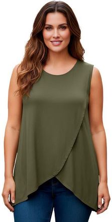 Jessica London Sleeveless Tulip Overlay Knit Tunic in Dark Olive Green at Nordstrom, Size Medium