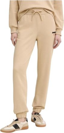 A|X Armani Exchange Track Pants met logodetail en trekkoord - Dames - Sweatpants - Beige - S - Katoen - Broeken