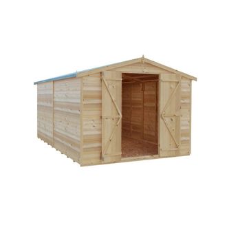 Shires Overlap 12 x 8 Dip Treated Apex Shed Double Door No windows in Light Tan