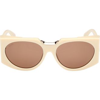 Max Mara 59mm Round Sunglasses in Ivory /Brown at Nordstrom Rack
