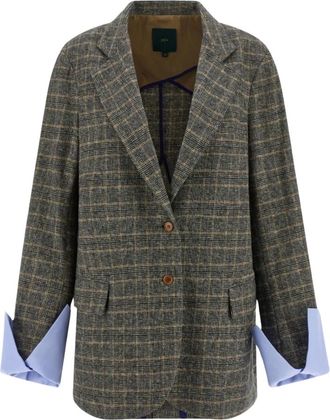 JEJIA Jassen, Dames, Grijs, XS, Katoen, Giacca over in cotone check