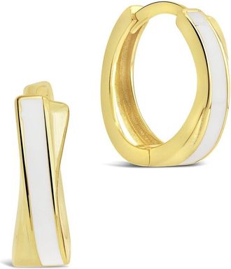 Sterling Forever Silver Pearl Huggie Hoop Earrings