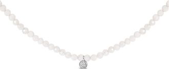 House of Brilliance Sterling Silver Moonstone Bead Station Necklace with Diamond Accent