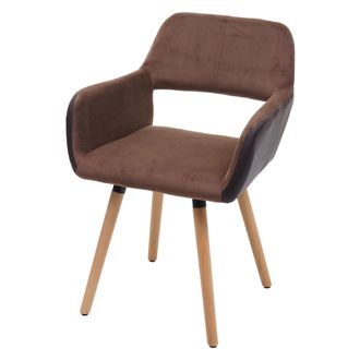 Hhg Nunca Usado] Silla De Comedor Hhg 428 Ii, Silla Silla De Cocina, Dise&ntilde;o Retro A&ntilde;os 50, Imitaci&oacute;n Cuero/tela, Marr&oacute;n Claro, Patas Claras
