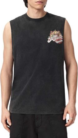 AllSaints Roque Sleeveless Graphic T-Shirt in Washed Black at Nordstrom, Size Xx-Large