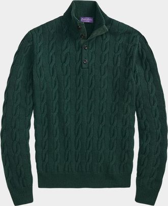 Ralph Lauren Purple Label Men & apos;s Cable-Knit Cashmere Mock Neck Sweater