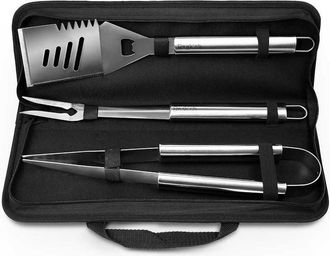 Trade Shop Trade Shop - Set Accessori Utensili Barbecue Bbq Con Forchettone Pinza Spatola Apribottiglia