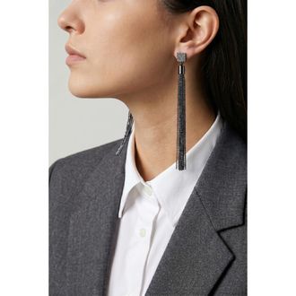 Brunello Cucinelli Black Rhodium Tassel Earrings