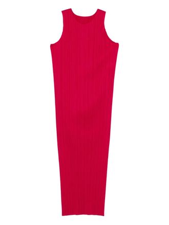 Pleats Please Issey Miyake crew-neck midi dress - Pink