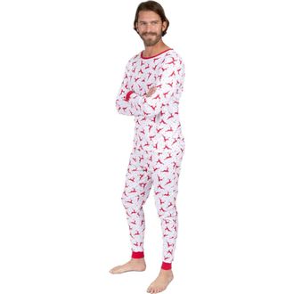 Leveret Mens Cotton Matching Family Holiday Pajamas, Reindeer & Moose Prints at Nordstrom, Size Xx-Large