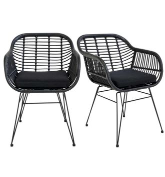 Moloo Silla de comedor de rat&aacute;n negro y metal (x2)